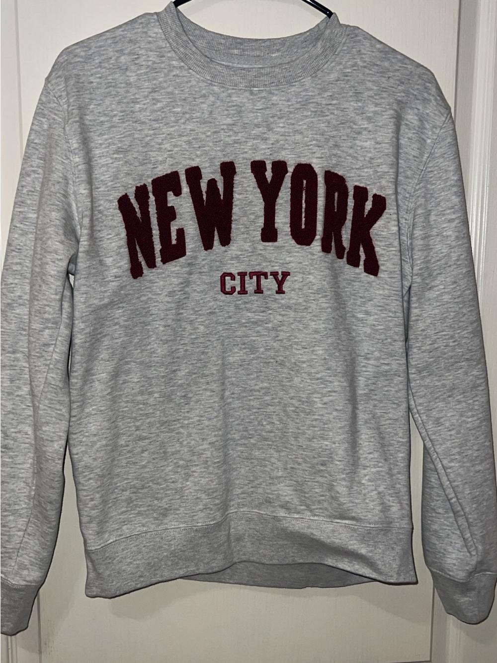 Othr Gray Crewneck Sweatshirt with Burgundy New York Applique